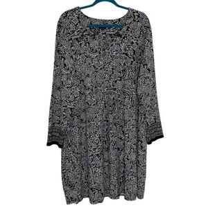 J Jill Wearever Collection Knit Dress Floral Paisley Blue Black 3X NWOT